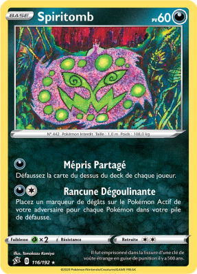 Carte Pokémon Spiritomb 116/192 Rare Clash des Rebelles