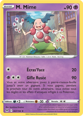 Carte Pokémon M. Mime 067/196 Rare Origine Perdue