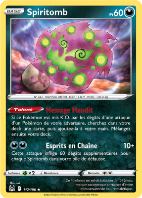 Carte Pokémon Spiritomb 117/196 Rare Origine Perdue