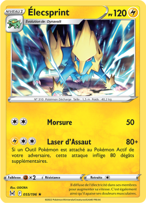 Carte Pokémon Élecsprint 055/196 Rare Origine Perdue