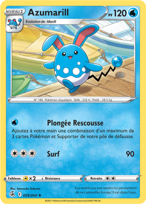 Carte Pokémon Azumarill 059/264 Rare Poing de Fusion