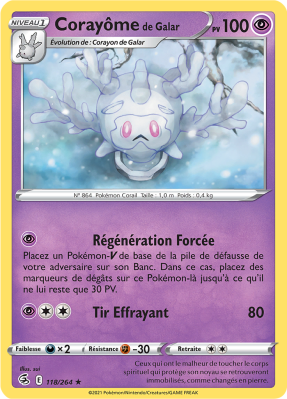 Carte Pokémon Corayôme de Galar 118/264 Rare Poing de Fusion