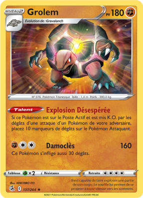 Carte Pokémon Grolem 137/264 Rare Poing de Fusion