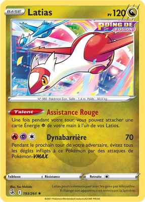 Carte Pokémon Latias 193/264 Rare Poing de Fusion
