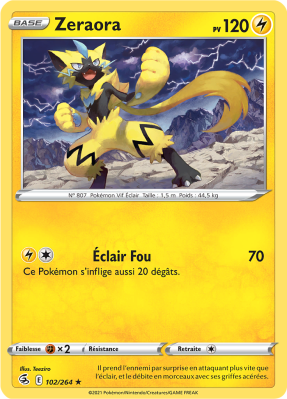 Carte Pokémon Zeraora 102/264 Rare Poing de Fusion