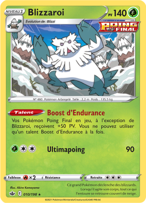 Carte Pokémon Blizzaroi 010/198 Rare Règne de Glace