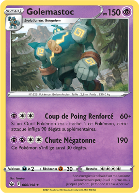 Carte Pokémon Golemastoc 066/198 Rare Règne de Glace