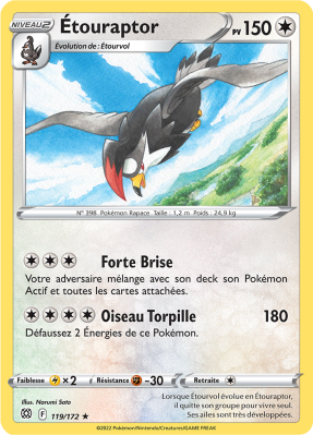 Carte Pokémon Étouraptor 119/172 Rare Stars Étincelantes