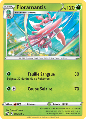 Carte Pokémon Floramantis 015/163 Rare Styles de Combat