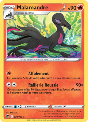 Carte Pokémon Malamandre 028/163 Rare Styles de Combat