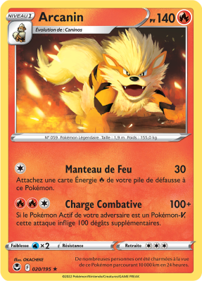 Carte Pokémon Arcanin 020/195 Rare Tempête Argentée