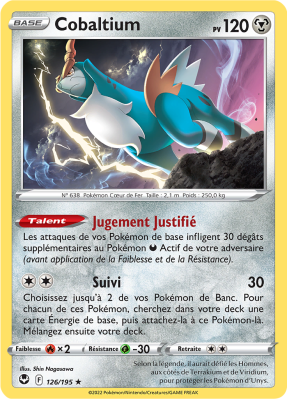 Carte Pokémon Cobaltium 126/195 Rare Tempête Argentée