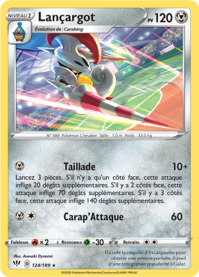 Carte Pokémon Lançargot 124/189 Rare Ténèbres Embrasées