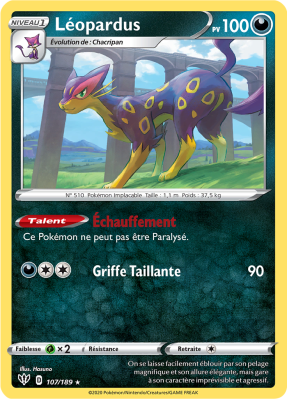 Carte Pokémon Léopardus 107/189 Rare Ténèbres Embrasées