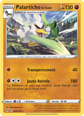 Carte Pokémon Palarticho de Galar 098/189 Rare Ténèbres Embrasées