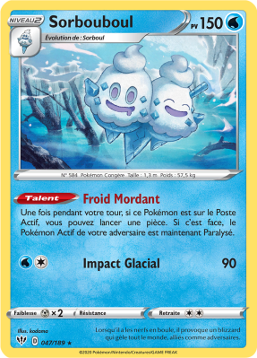 Carte Pokémon Sorbouboul 047/189 Rare Ténèbres Embrasées