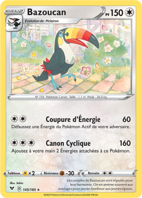Carte Pokémon Bazoucan 145/185 Rare Voltage Éclatant