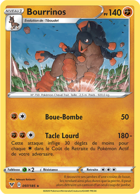 Carte Pokémon Bourrinos 097/185 Rare Voltage Éclatant