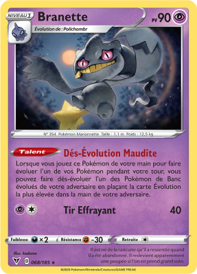Carte Pokémon Branette 068/185 Rare Voltage Éclatant