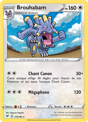 Carte Pokémon Brouhabam 137/185 Rare Voltage Éclatant