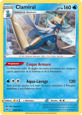 Carte Pokémon Clamiral 035/185 Rare Voltage Éclatant