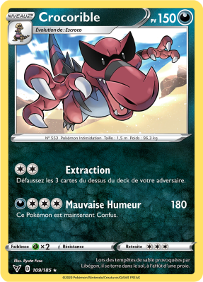 Carte Pokémon Crocorible 109/185 Rare Voltage Éclatant