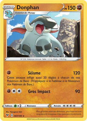 Carte Pokémon Donphan 087/185 Rare Voltage Éclatant