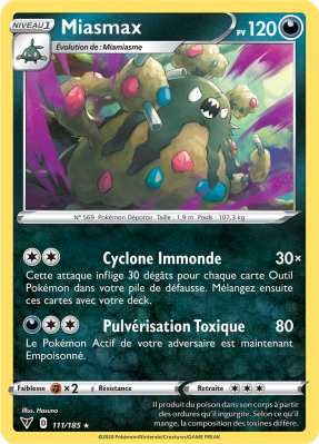 Carte Pokémon Miasmax 111/185 Rare Voltage Éclatant