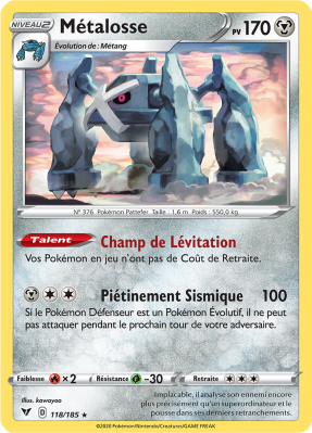 Carte Pokémon Métalosse 118/185 Rare Voltage Éclatant