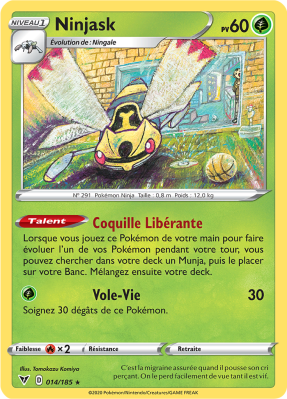 Carte Pokémon Ninjask 014/185 Rare Voltage Éclatant