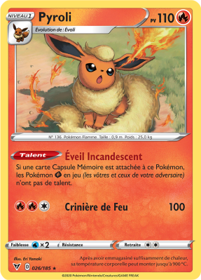 Carte Pokémon Pyroli 026/185 Rare Voltage Éclatant