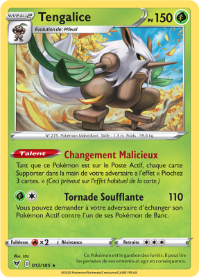 Carte Pokémon Tengalice 012/185 Rare Voltage Éclatant