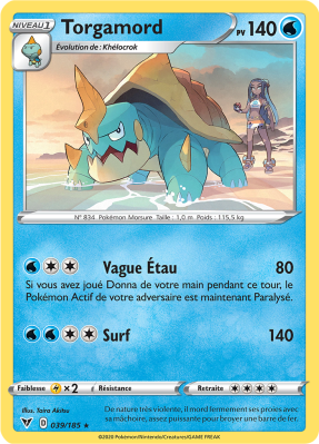 Carte Pokémon Torgamord 039/185 Rare Voltage Éclatant