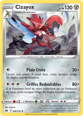 Carte Pokémon Cizayox 086/159 Rare Zénith Suprême