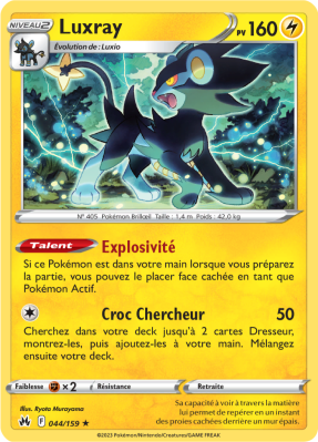 Carte Pokémon Luxray 044/159 Rare Zénith Suprême