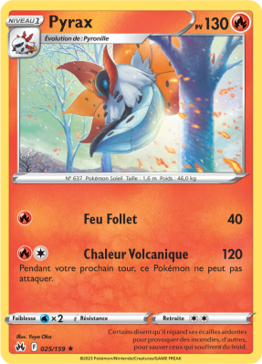 Carte Pokémon Pyrax 025/159 Rare Zénith Suprême
