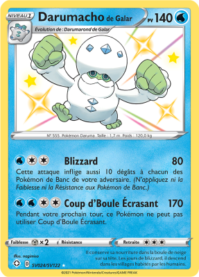 Carte Pokémon Darumacho de Galar SV024/SV122 Ultra Rare Destinées Radieuses