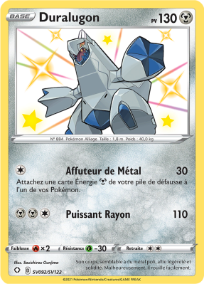 Carte Pokémon Duralugon SV092/SV122 Ultra Rare Destinées Radieuses