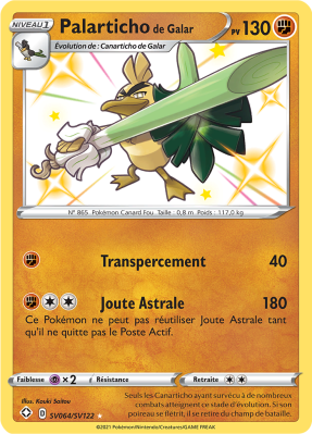 Carte Pokémon Palarticho de Galar SV064/SV122 Ultra Rare Destinées Radieuses