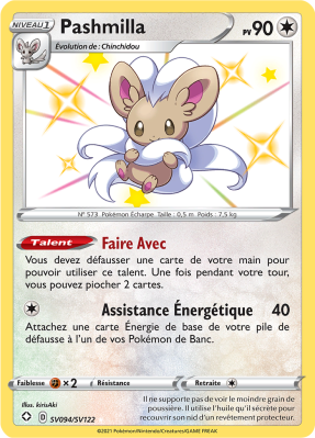 Carte Pokémon Pashmilla SV094/SV122 Ultra Rare Destinées Radieuses