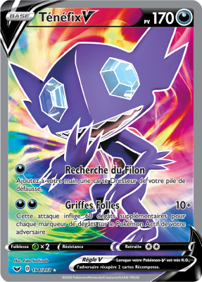 Carte Pokémon Ténéfix-V 194/202 Ultra Rare Épée et Bouclier (JCC)