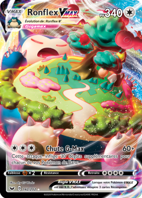 Carte Pokémon Ronflex-VMAX 142/202 Ultra Rare Épée et Bouclier (JCC)