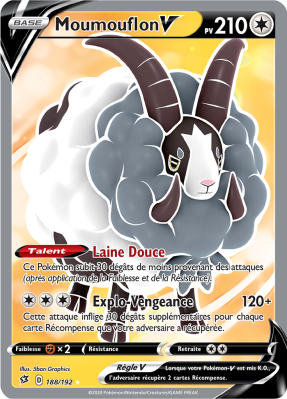 Carte Pokémon Moumouflon-V 188/192 Ultra Rare Clash des Rebelles