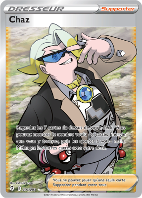 Carte Pokémon Chaz 201/203 Ultra Rare Évolution Céleste