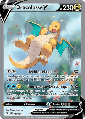 Carte Pokémon Dracolosse-V 192/203 Ultra Rare Évolution Céleste
