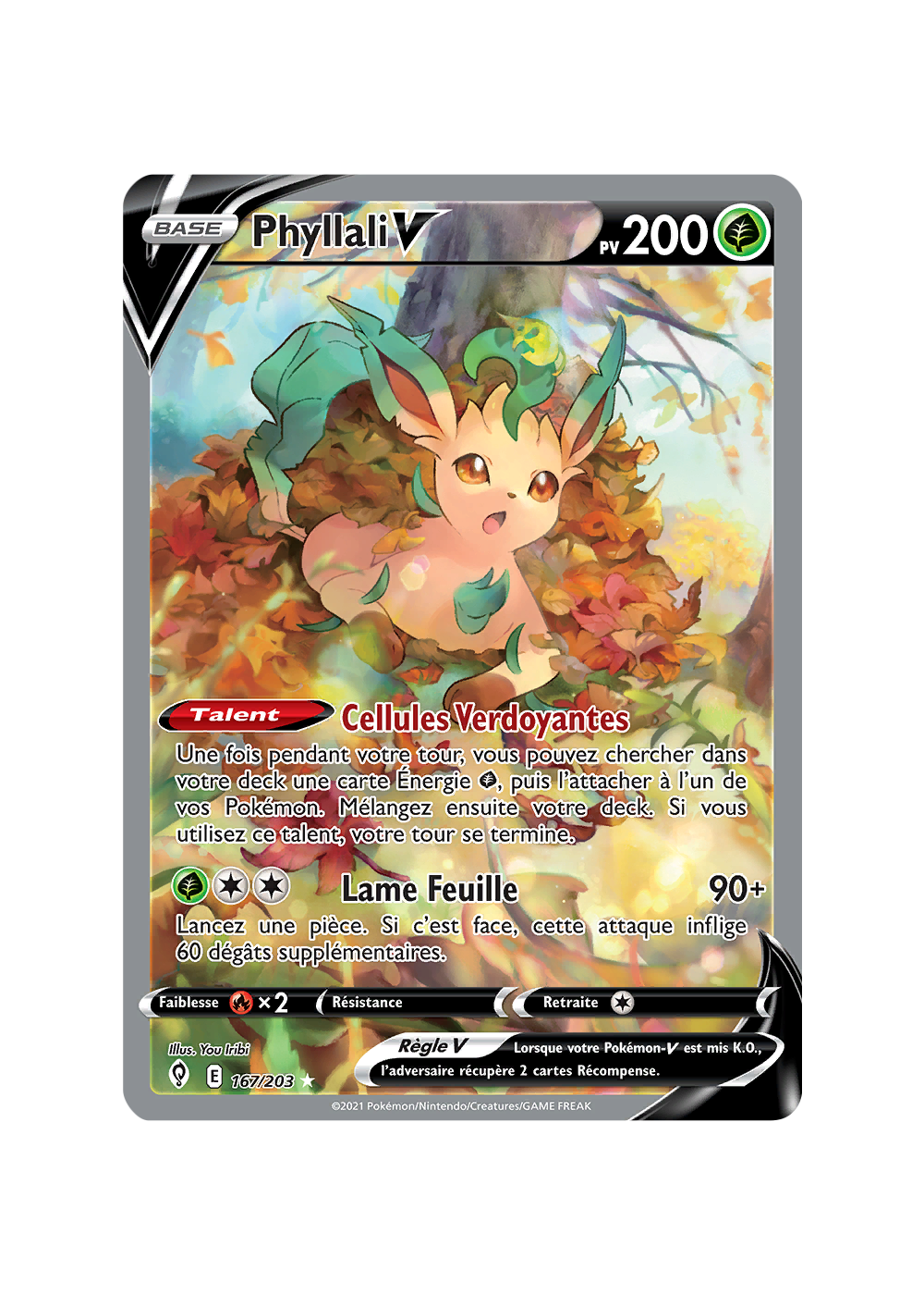 Carte Pokémon Phyllali-V 167/203 Ultra Rare Évolution Céleste