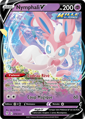Carte Pokémon Nymphali-V 074/203 Ultra Rare Évolution Céleste