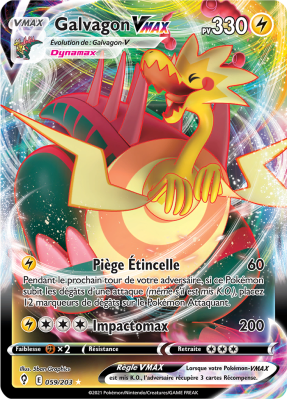 Carte Pokémon Galvagon-VMAX 059/203 Ultra Rare Évolution Céleste