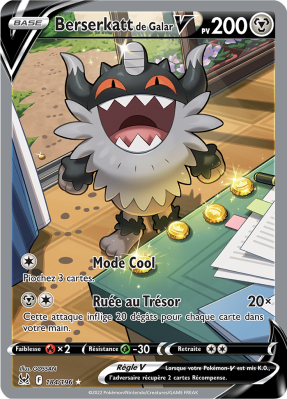 Carte Pokémon Berserkatt de Galar-V 184/196 Ultra Rare Origine Perdue