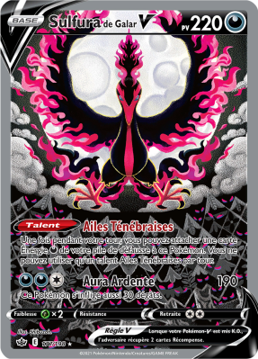 Carte Pokémon Sulfura de Galar-V 177/198 Ultra Rare Règne de Glace